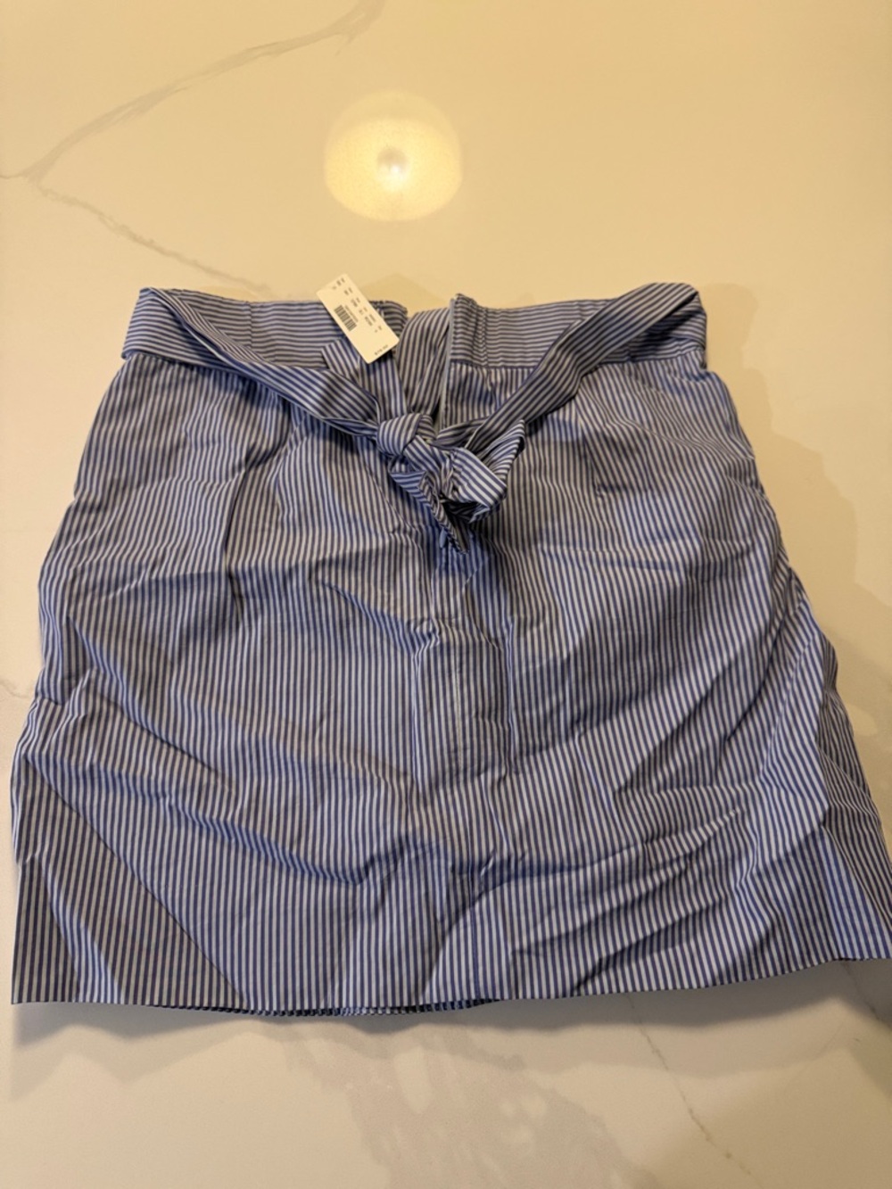 J. Crew Striped Blue Tie-Waist Mini Skirt